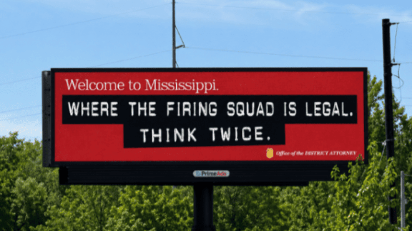 Mississippi Billboard Warns Criminals: Firing Squad is Legal at State Line