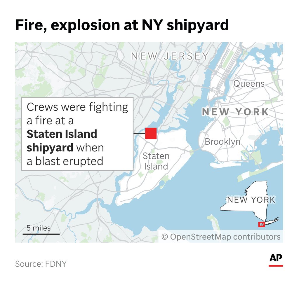Staten Island Shipyard Blast Kills One, Injures Dozens; Firefighters Among Casualties