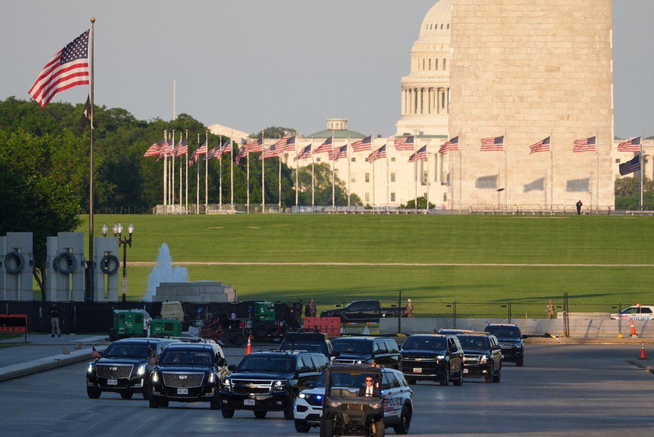Trump Drives Across Lincoln Memorial Reflecting Pool After $2M Blue Coating