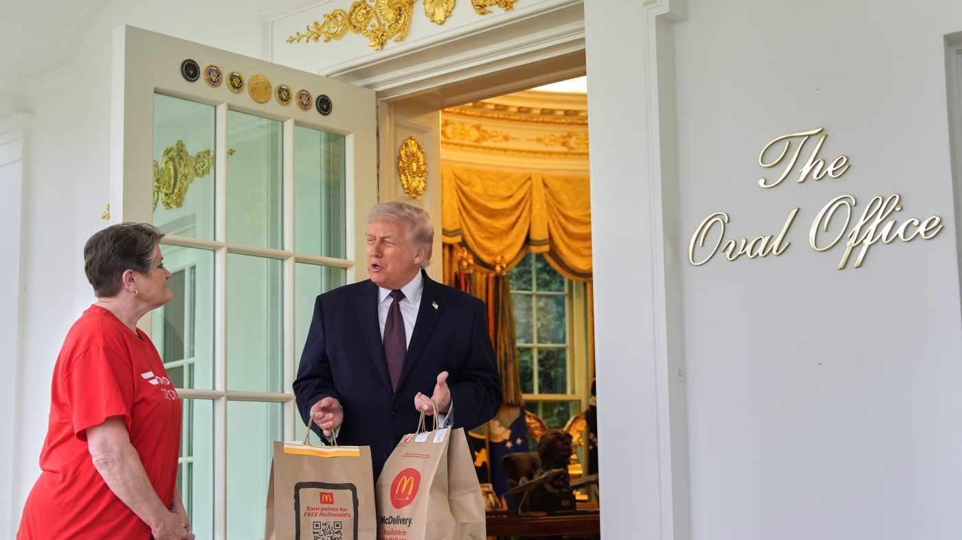 Trump Uses McDonald's Delivery in Oval Office to Promote Tax-Free Tips Policy