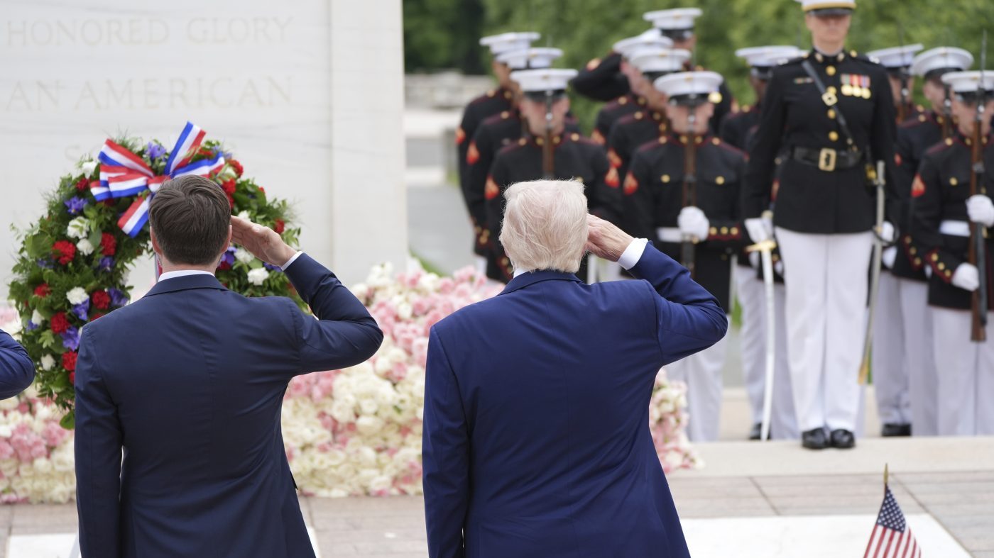 Trump Uses Memorial Day Wreath-Laying to Attack 'Dumocrats' Over Military